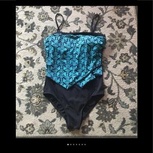 It Figures one piece swim suit (14) black blue